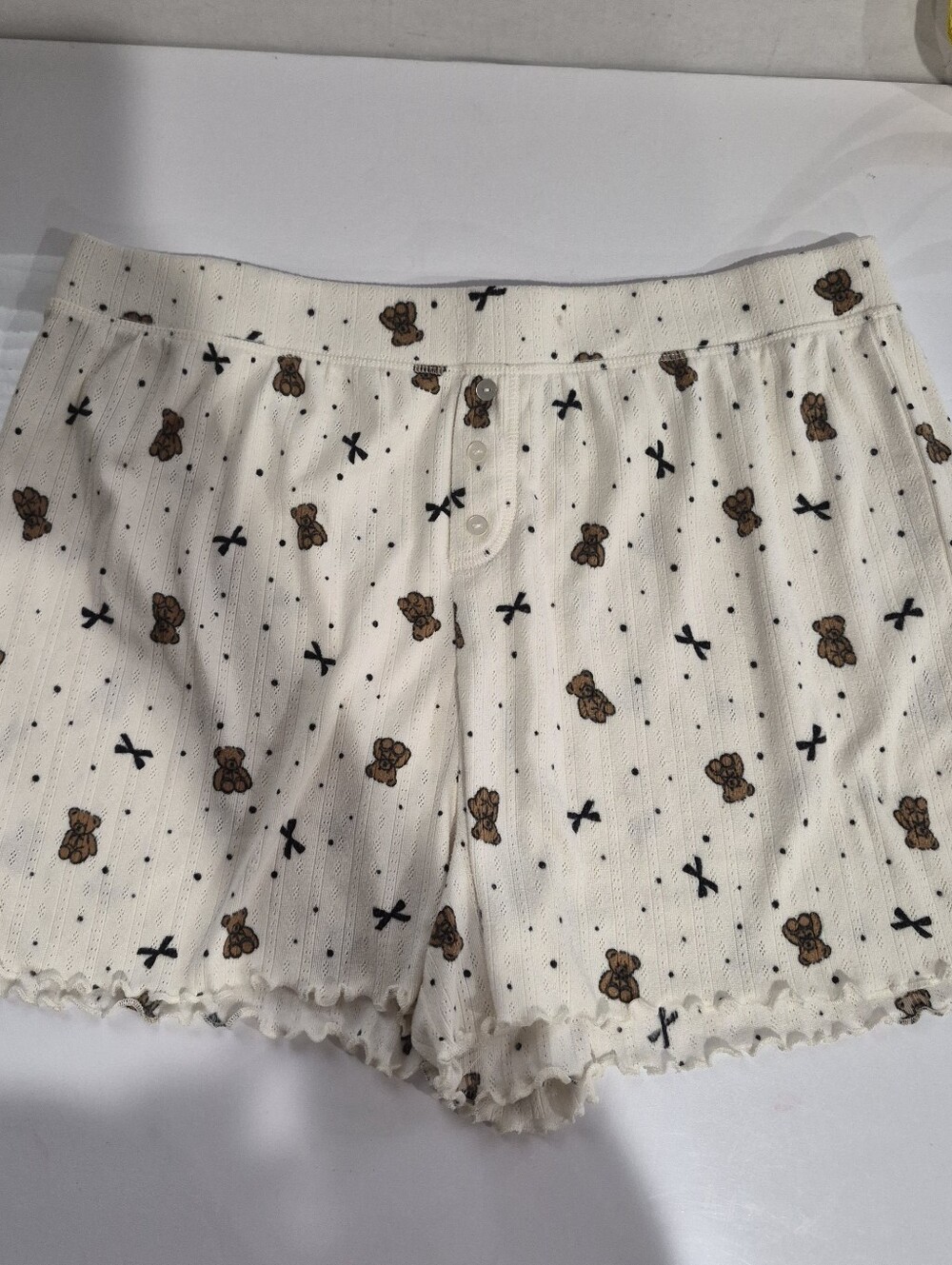 COMO Sleep Soft Cream Teddy Print Women's Sleep Shorts Size XL